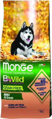 Сухой корм для собак Monge Bwild Grain Free Formula Лосось (12кг)