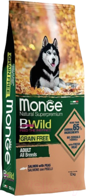 Сухой корм для собак Monge Bwild Grain Free Formula Лосось (12кг)