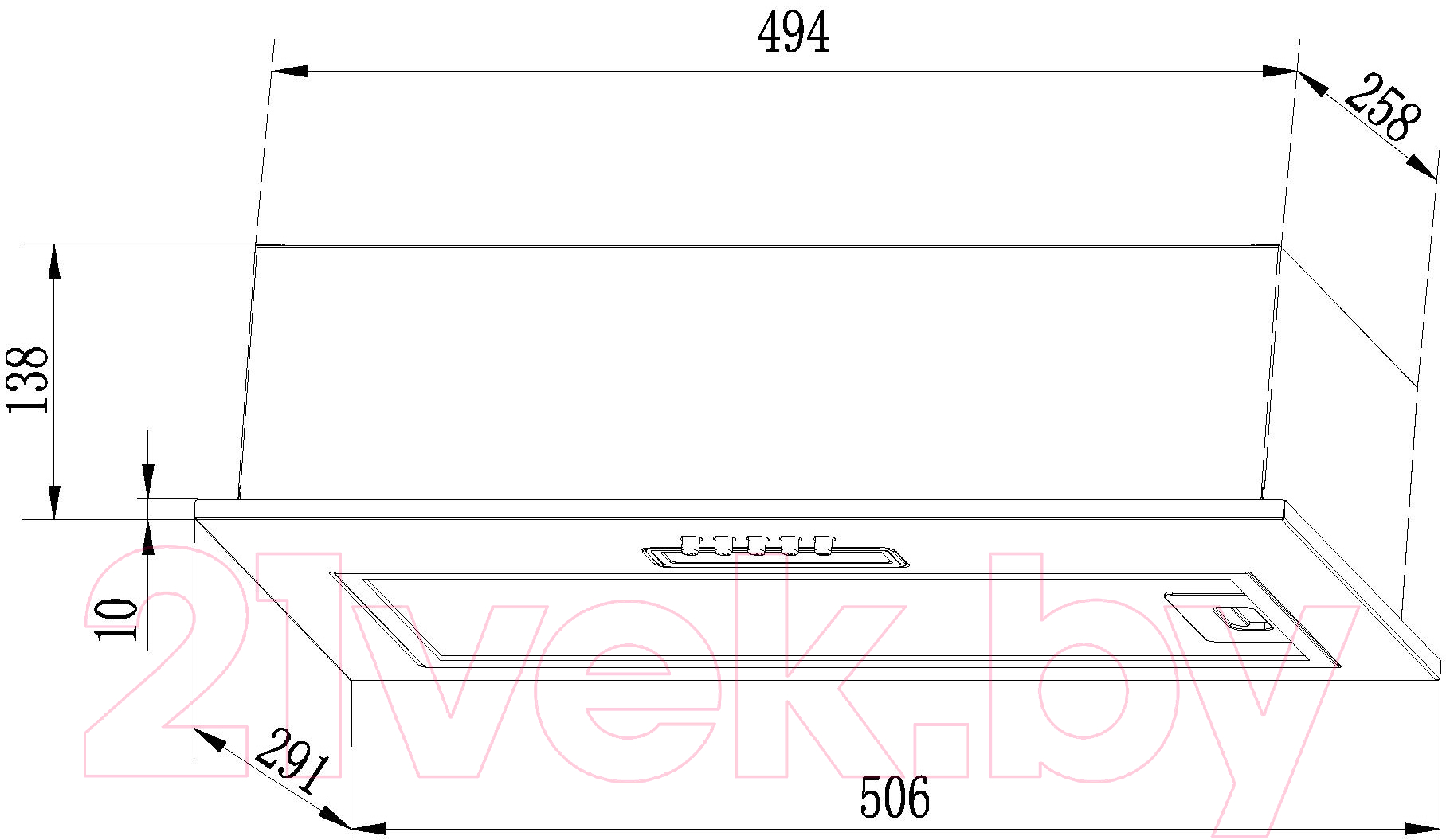 Вытяжка скрытая Lex GS Bloc Light 60 / CHTI000328