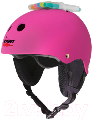 Шлем горнолыжный Wipeout Neon Pink 5+ зимний с фломастерами (розовый)