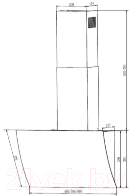 Вытяжка наклонная Elikor Wave 50 WH / 243079