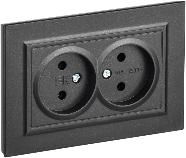 Розетка IEK Brite BR-R20-10-K02-F (черный)