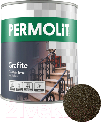 Грунт-краска PERMOLIT Grafite антикоррозийная с эффектом металлик 1771 (2.5кг, антрацит)