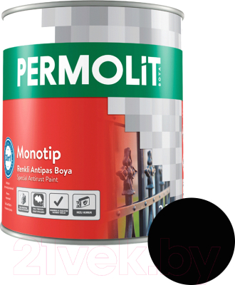 Краска PERMOLIT Monotip антикоррозийная 3в1 M3001 (750мл, черный полумат)