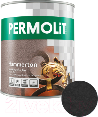 Краска PERMOLIT Hammerton антикоррозийная с молотковым эффектом 1305 (650мл, черный)