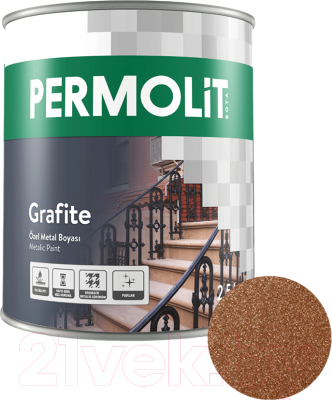 Грунт-краска PERMOLIT Grafite антикоррозийная с эффектом металлик 1704 (750г, бронза)