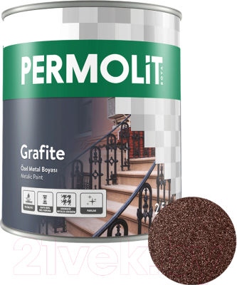 Грунт-краска PERMOLIT Grafite антикоррозийная с эффектом металлик 1765 (750г, темно-коричневый)