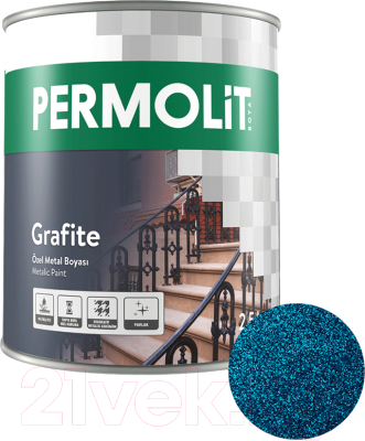 Грунт-краска PERMOLIT Grafite антикоррозийная с эффектом металлик 1708 (750г, темно-синий)