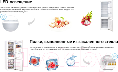 Встраиваемый холодильник Weissgauff WRKI 178 H Inverter NoFrost