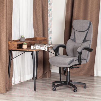 Кресло офисное Tetchair Cambridge флок/ткань (серый)