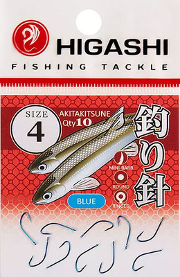 Набор крючков рыболовных Higashi Akitakitsune ringed #4 Blue / 04067 - 