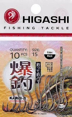 Набор крючков рыболовных Higashi Karei R #15 Black / 04908_3635 - 