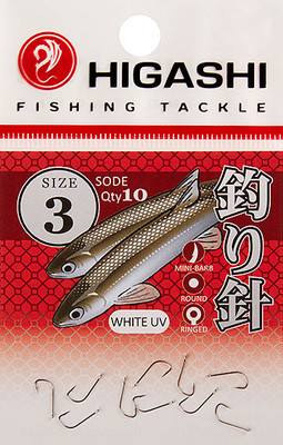 Набор крючков рыболовных Higashi Sode ringed #3 White UV / 03676 - 