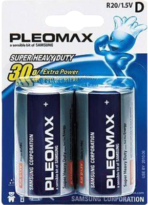 Комплект батареек Pleomax R20 BL2