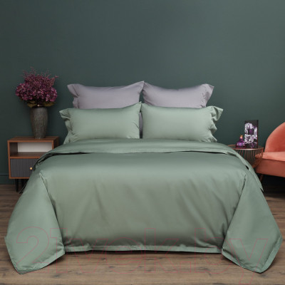 Комплект постельного белья Sofi de Marko Беллини Евро / Евро-Бл-т.зел (темно-зеленый)