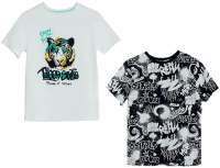 Комплект футболок детских Mark Formelle 113379-2 (р.134-68, белый/черно-белое граффити) - 