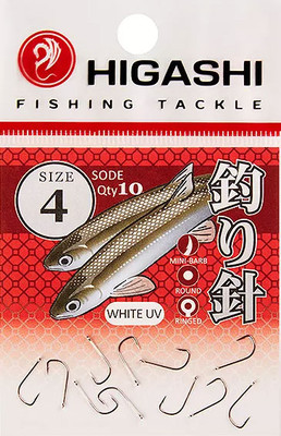 Набор крючков рыболовных Higashi Sode ringed #4 White UV / 04077 - 