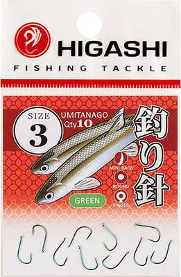 Набор крючков рыболовных Higashi Umitanago ringed #3 Green / 01348 - 