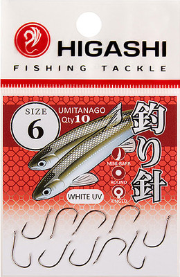 Набор крючков рыболовных Higashi Umitanago ringed #6 White UV / 01352 - 