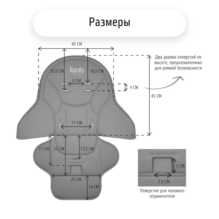 Вкладыш в стульчик для кормления Nuovita Серый