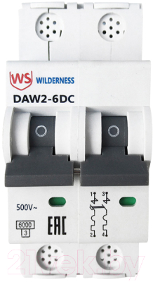 Выключатель автоматический Wilderness DAW2-6DC 2P 2A х-ка C 6kA 500В DC (R) / DAW2-6DC-2-C002 