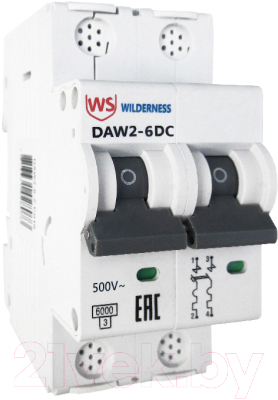 Выключатель автоматический Wilderness DAW2-6DC 2P 2A х-ка C 6kA 500В DC (R) / DAW2-6DC-2-C002 