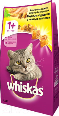 Сухой корм для кошек Whiskas Аппетитное ассорти с курицей, уткой и индейкой (1,9 кг)