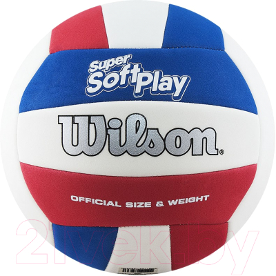 Мяч волейбольный Wilson Super Soft Play / WTH90219XB (размер 5, белый/синий/красный)