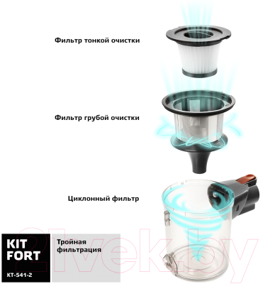 Вертикальный пылесос Kitfort KT-541-2 (красный)