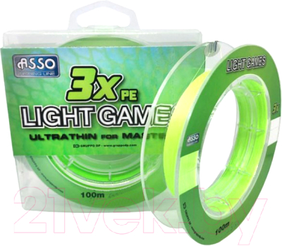 Леска плетеная Asso Light Games 3x Pe 0.04мм (100м)