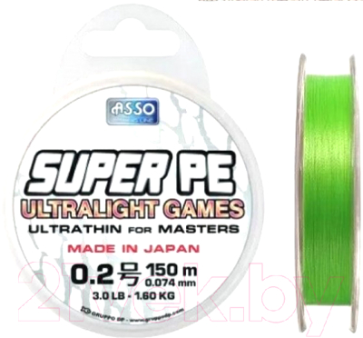 Леска плетеная Asso Super Pe Ultralight Games 4x Pe 0.074мм (150м)