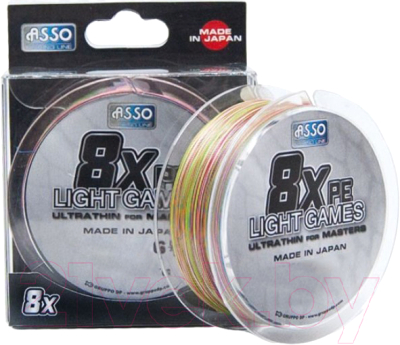 Леска плетеная Asso Light Games 8x Pe 0.235мм (150м, разноцветный)
