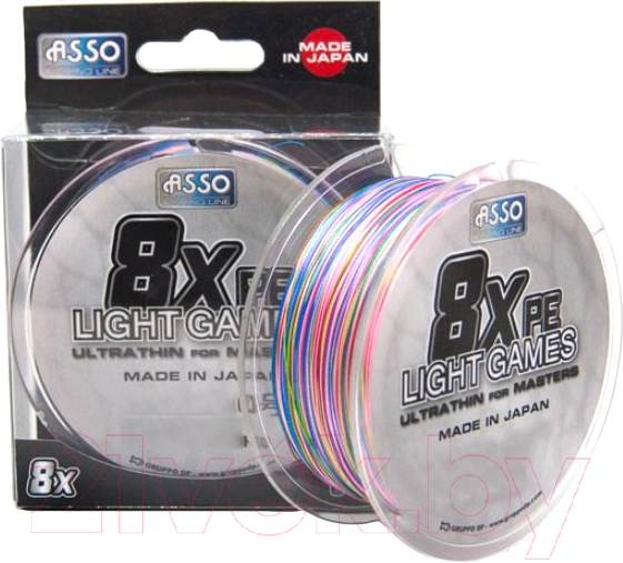 Леска плетеная Asso Light Games 8x Pe 0.285мм (150м, разноцветный)