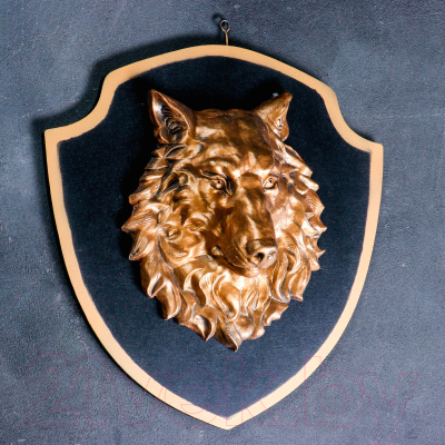 Декор настенный Хорошие сувениры Голова волка / 1341793 (бронза/черный)