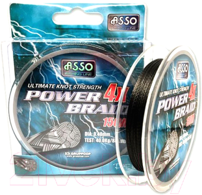 Леска плетеная Asso Power Braid 4x Pe 0.12мм (150м)