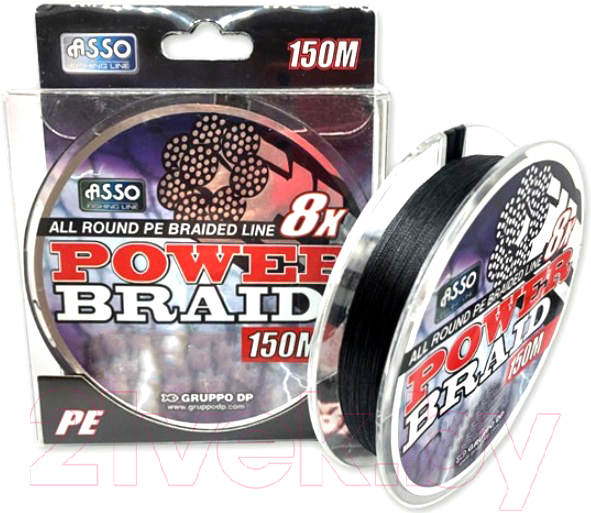 Леска плетеная Asso Power Braid 8x Pe 0.12мм (150м)