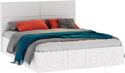 Двуспальная кровать ТриЯ Тесса тип 2 с ПМ 160x200 (белый жемчуг/белый глянец)