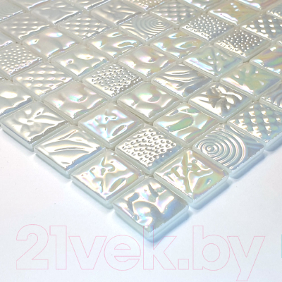 Мозаика Gidrostroy Glass Mosaic L-015 (317x317, белый)