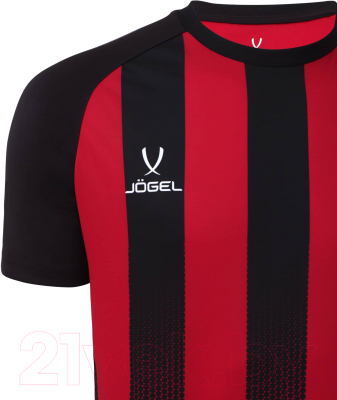 Футболка игровая футбольная Jogel Camp Striped Jersey / JC1ST0121.R2-K (XS, красный/черный)