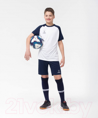 Футболка игровая футбольная Jogel Camp Reglan Jersey / JFT-1021-K (XS, белый/темно-синий)