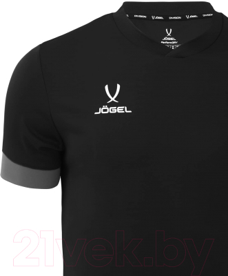 Футболка игровая футбольная Jogel Division PerFormDRY Union Jersey (XS, черный/темно-серый/белый)