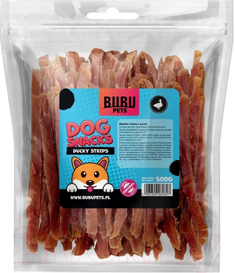 Лакомство для собак Bubu Pets Мягкие утиные стрипсы / PS0006 (500г)