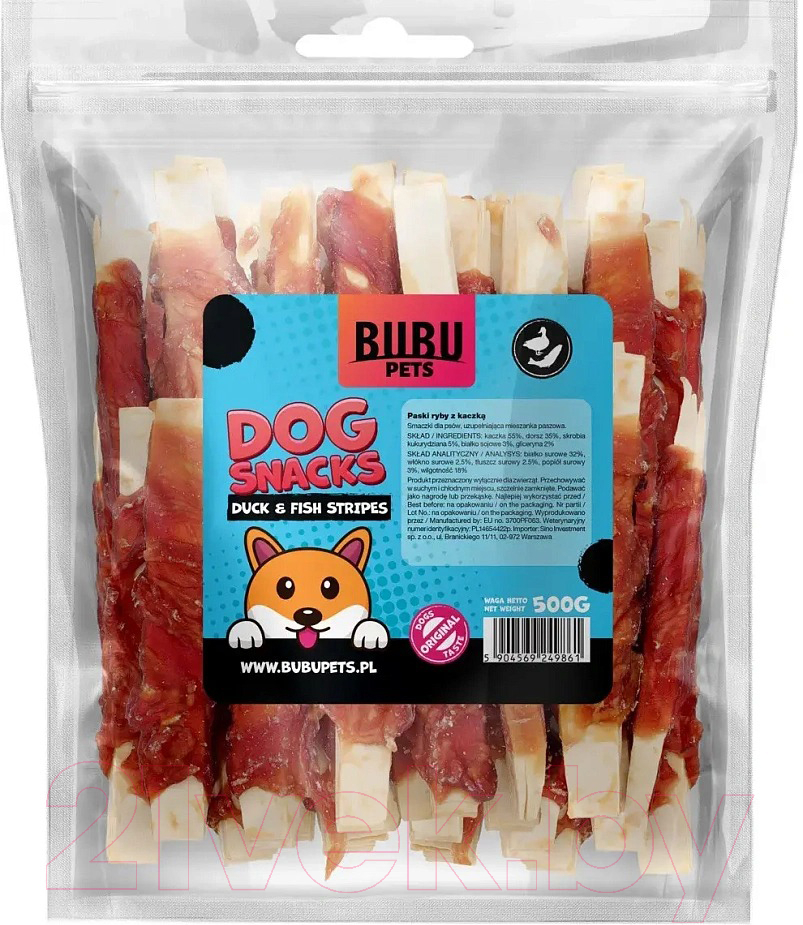 Лакомство для собак Bubu Pets Рыбные полосы с уткой / PS0009 (500г)