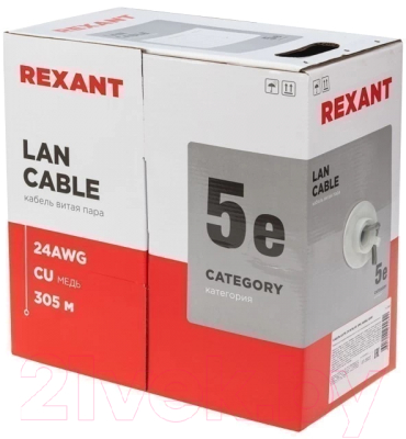 Кабель Rexant U/UTP CAT 5e ZH нг(А)-HF 4PR 24AWG / 01-0069
