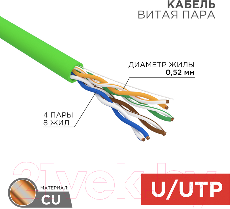 Кабель Rexant U/UTP CAT 5e нг(А)-LSLTx / 01-0061