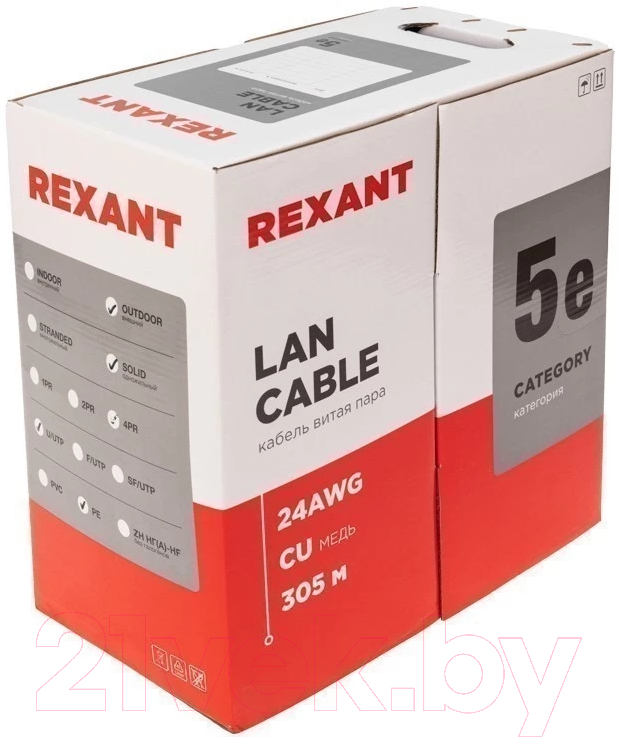 Кабель Rexant U/UTP CAT 5e PE 4PR 24AWG / 01-0045