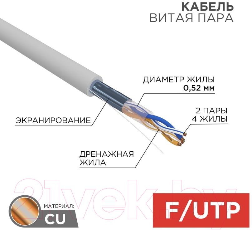 Кабель Rexant F/UTP CAT 5e ZH нг(А)-HF / 02-0022