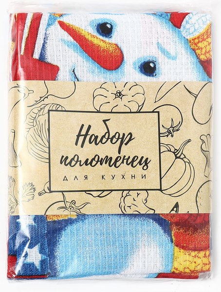 Набор полотенец Доляна Снеговик / 10498856 (3шт)