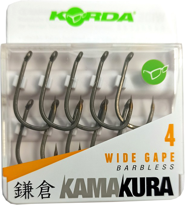 Набор крючков рыболовных Korda Kamakura Wide Gape Barbless №4 без бородки / KAM06
