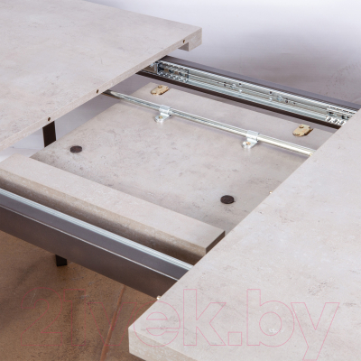 Обеденный стол Listvig Angle 120 раздвижной (бетон светло-серый/черный)